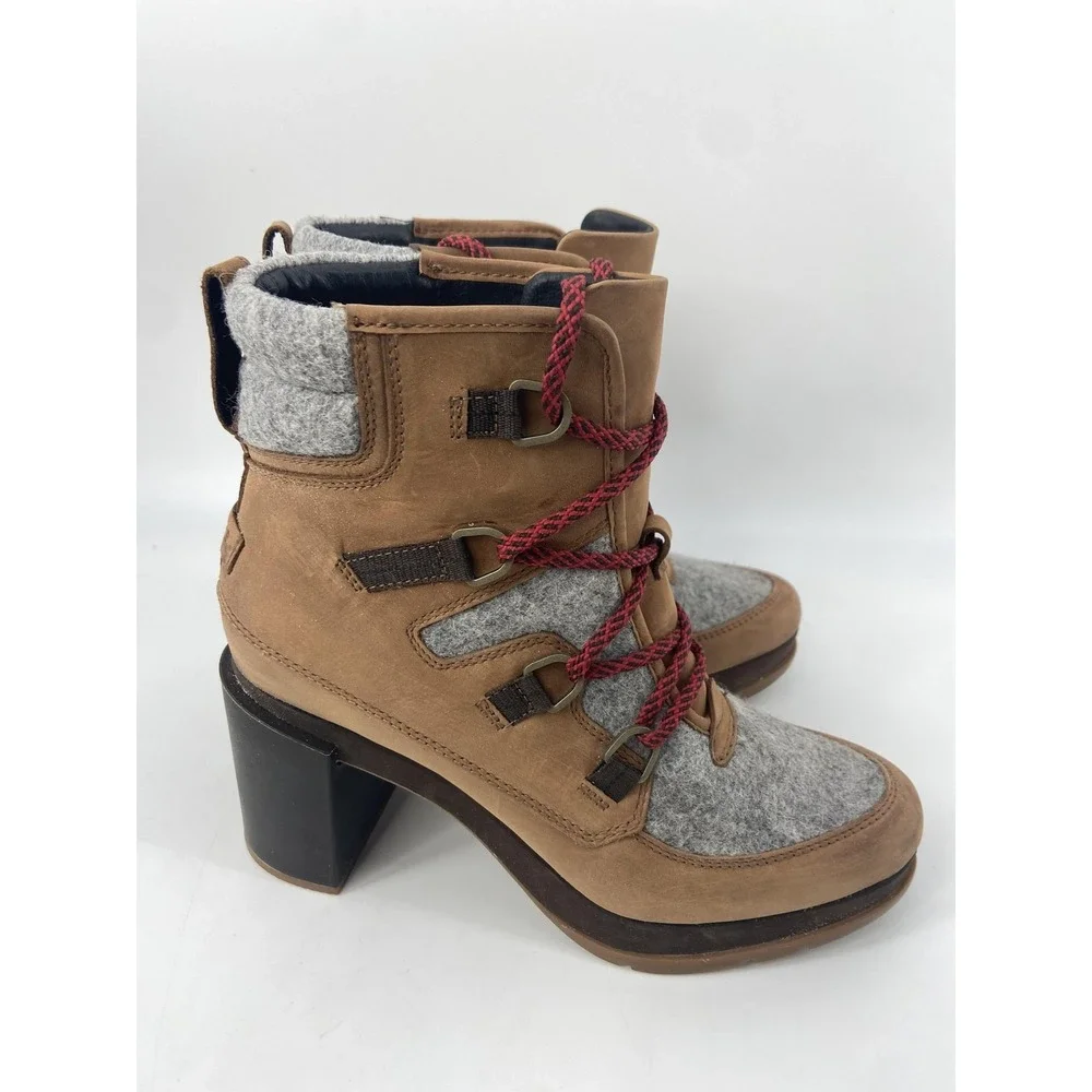 Sorel Boots Women 10 Brown Blake Nubuck Heel Ankle Block Heel Winter‎ Waterproof